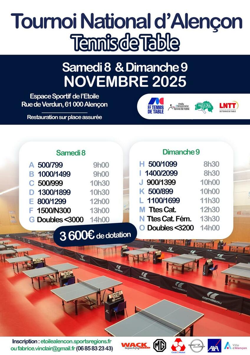 31e Tournoi National d'Alençon - 8 et 9 novembre 2025