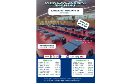 32e Tournoi National d'Alençon - 24 et 25 octobre 2026